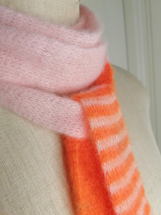 Schmaler Schal rosa orange | Mohair