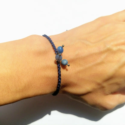 Blaues Edelstein Armband geflochten - Dumortierit