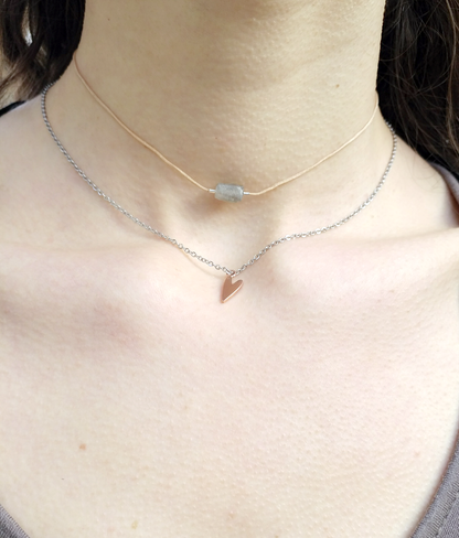 Schlichte Halskette | Labradorit roh & Sterling Silber