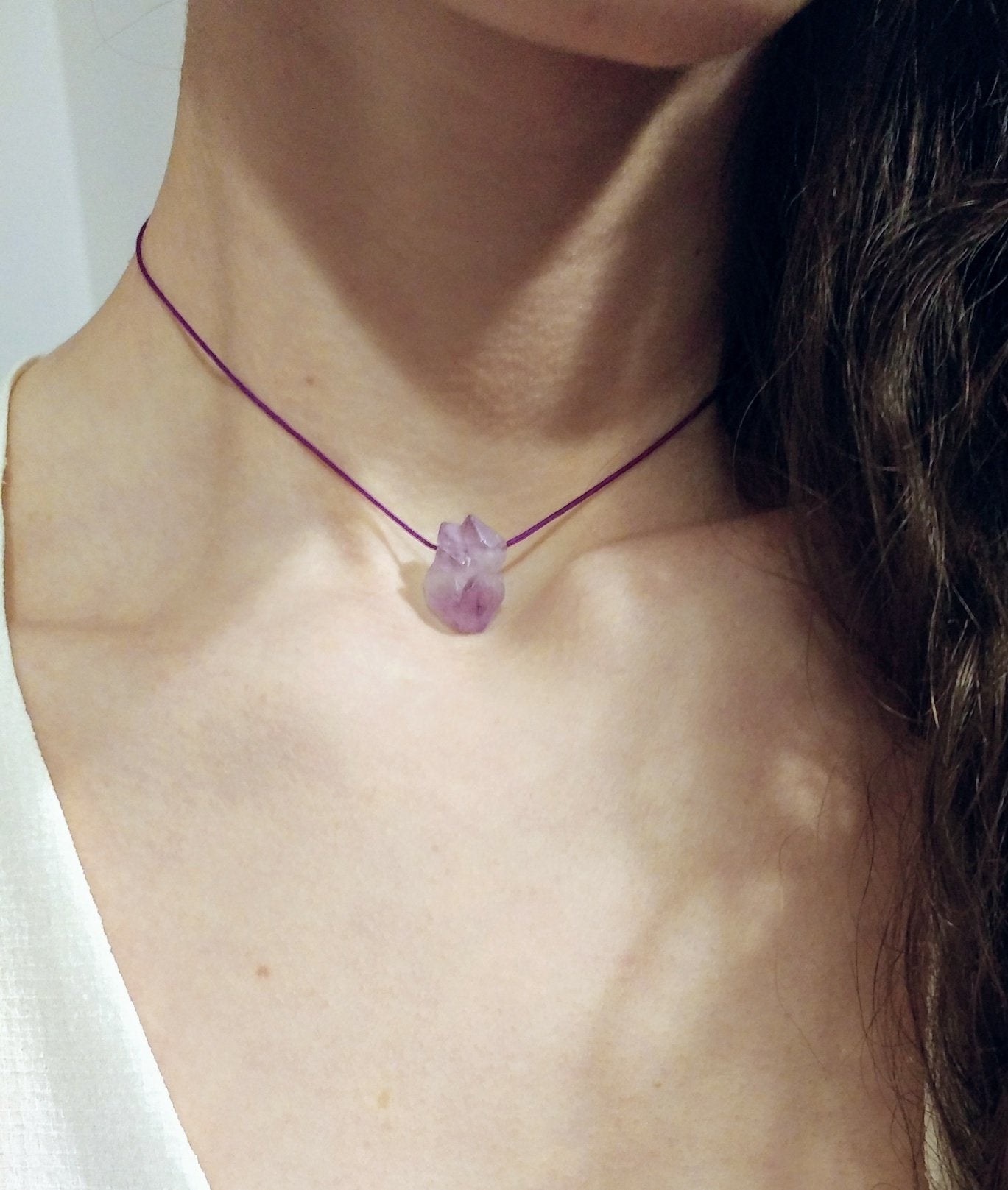 Roher Amethyst Kristall | minimalistische Halskette