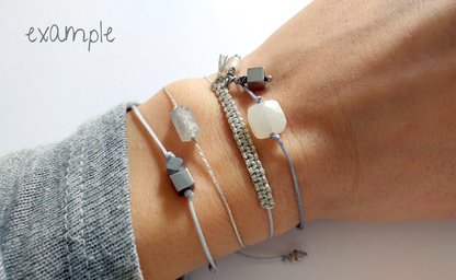 silver gray bracelet | gemstones | knotted