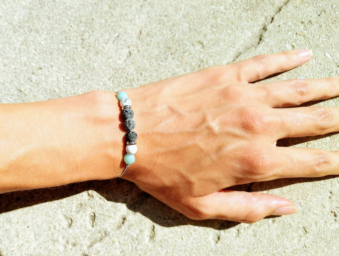 Lava & Amazonit Armband