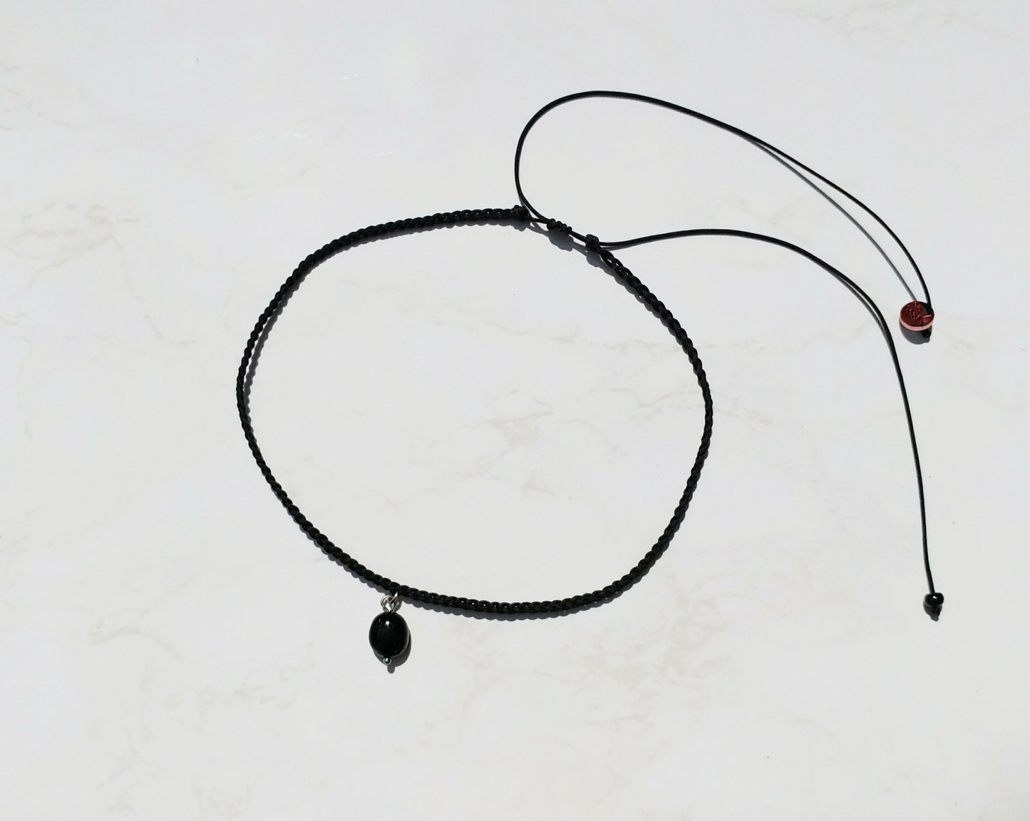 Schwarzer Turmalin Choker Halsband | Halskette geflochten