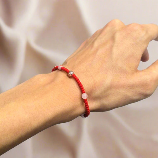 Armband rot rosa roségold | Rosenquarz Rhodochrosit | pia norden