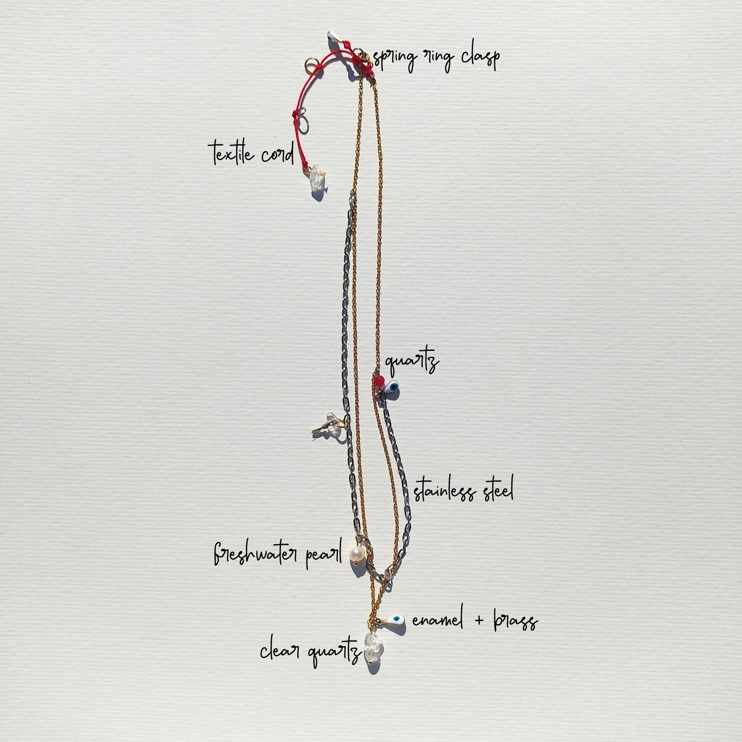 Halskette 'Gemini' | Mehrstrangige Kette gold silber | Perle & Edelstein