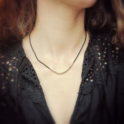 Halskette schwarz gold | Hämatit & Glas | pia norden