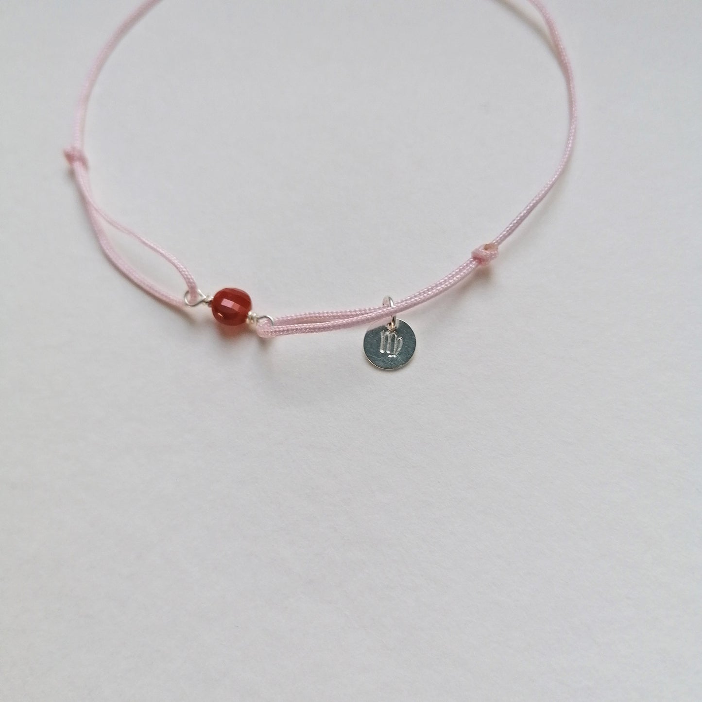 Initial & Sternzeichen Armband rosa | Roter Karneol Silber | pia norden
