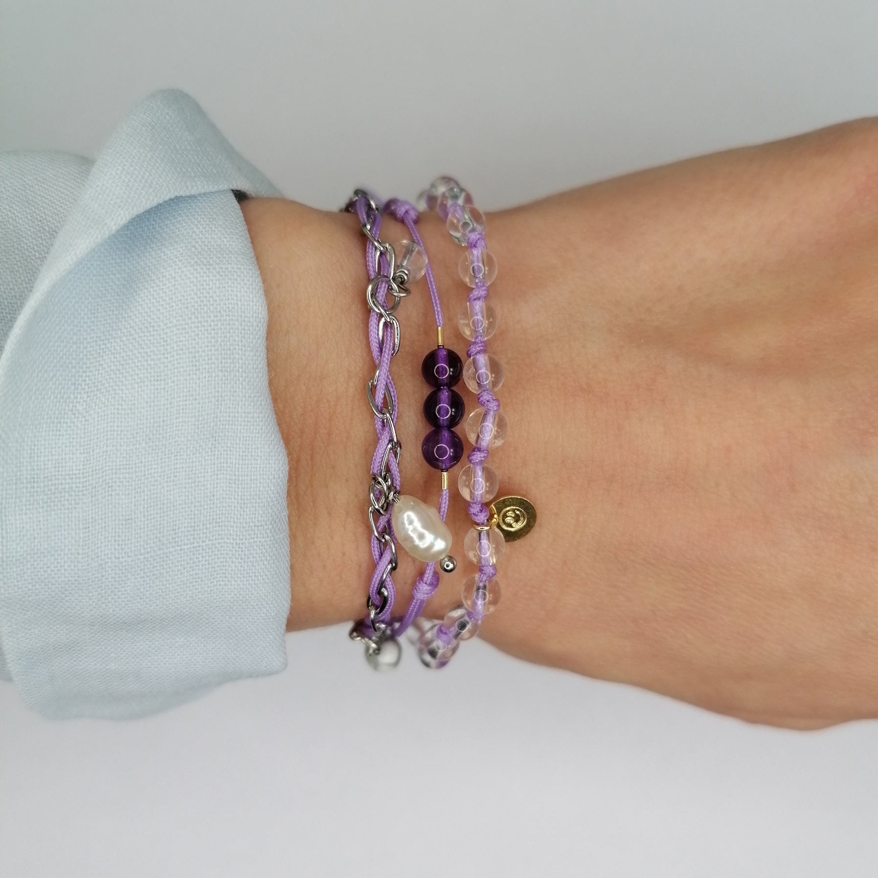Set drei Edelstein Armbänder in lila bei pia norden