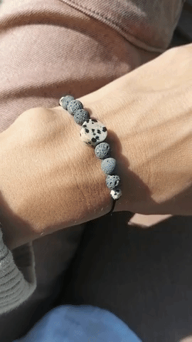 Lava & Jaspis Armband schwarz beige | Aromatherapie Schmuck