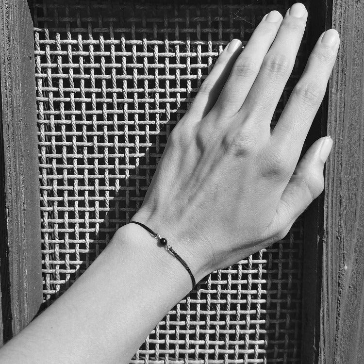Schlichtes Onyx Armband schwarz silber | minimalistisch | unisex by pia norden
