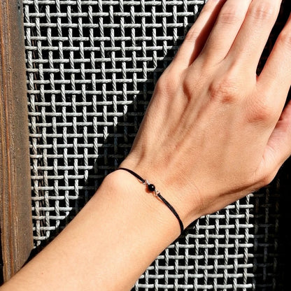 Schlichtes Onyx Armband schwarz silber | minimalistisch | unisex