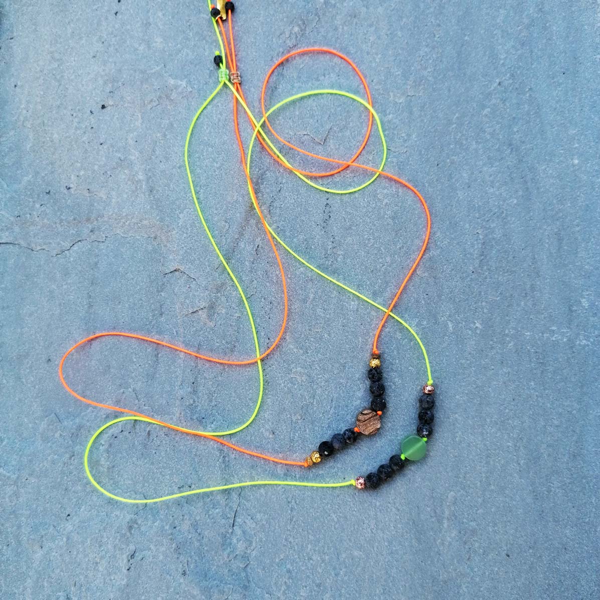 Amazonit & Lava Diffuser Halskette neon gelb  | Aroma Kette | pia norden