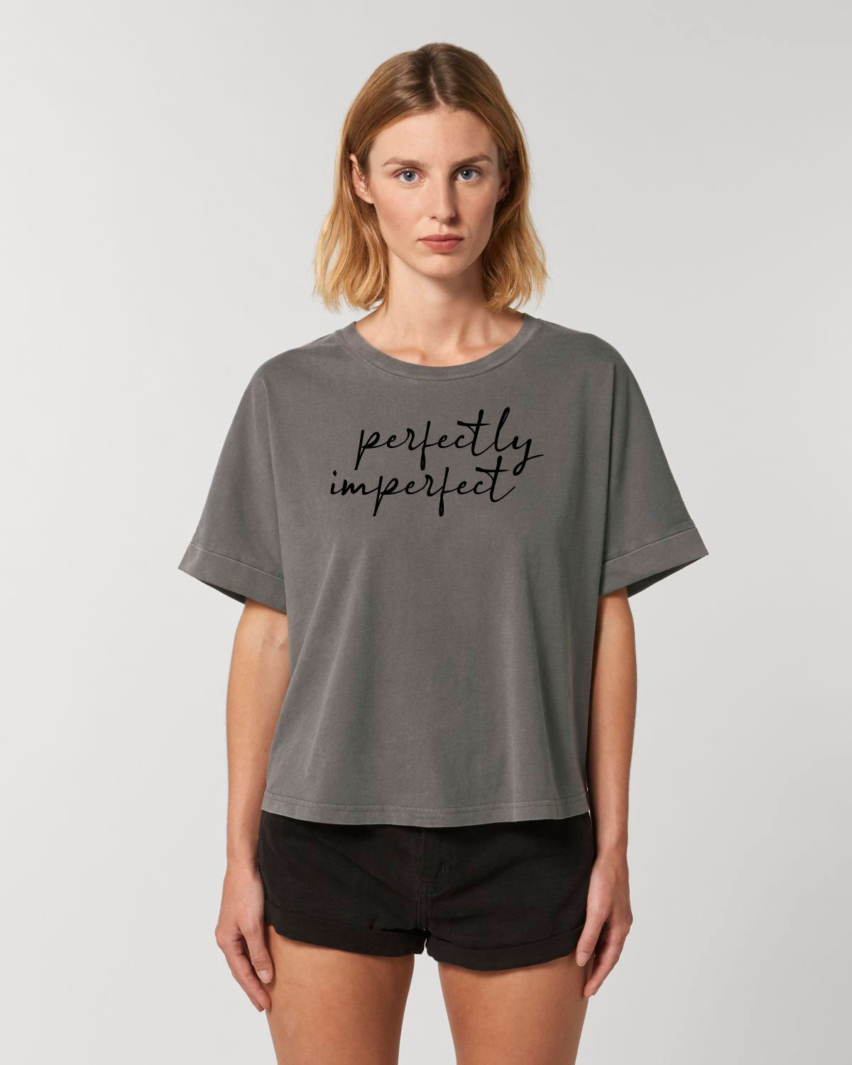 Bio Damen T-Shirt perfectly imperfect | vintage grau